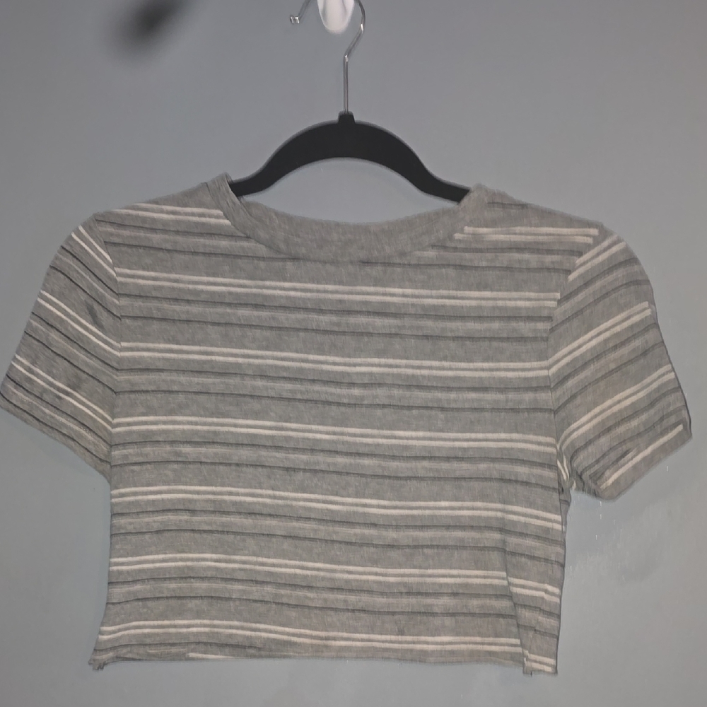 Mossimo Supply Co. Gray Striped Crop Top